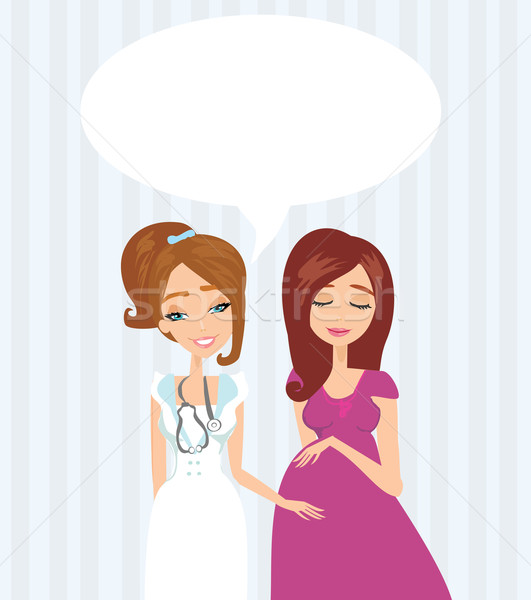 Ilustração mulher grávida pré-natal trabalho gravidez desenho animado Foto stock © JackyBrown