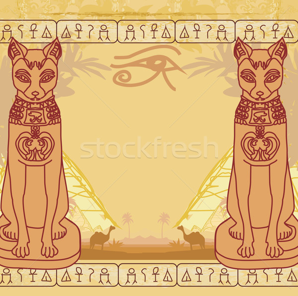 Stylized Egyptian cat , abstract grunge card Stock photo © JackyBrown