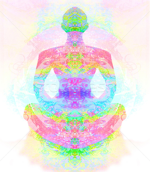 Yoga lotus poz adam vücut spor Stok fotoğraf © JackyBrown