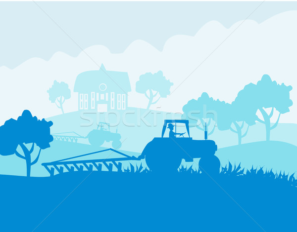 トラクター 収穫 自然 木 夏 ストックフォト © JackyBrown