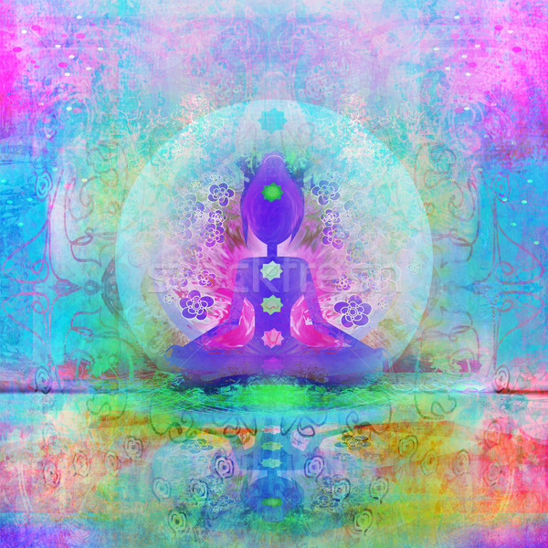 Yoga Lotus posa colorato chakra punti Foto d'archivio © JackyBrown