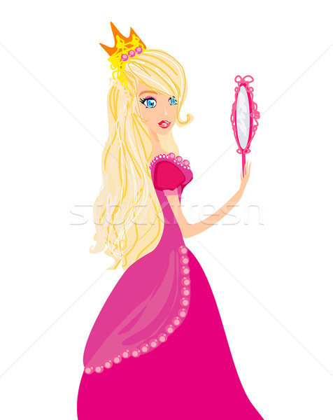  Young blond hair princess with mirror in her hands  Stock photo © JackyBrown