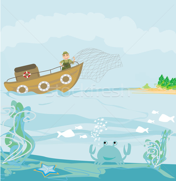 Illustration of a Fisherman at Work  Stock photo © JackyBrown