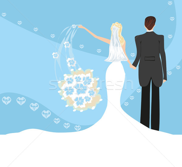 ストックフォト: 結婚式 · カップル · 花嫁 · 結婚式のブーケ · 花 · フレーム