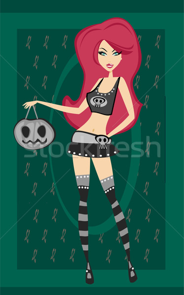 Halloween witch standing with pumpkins  Stock photo © JackyBrown