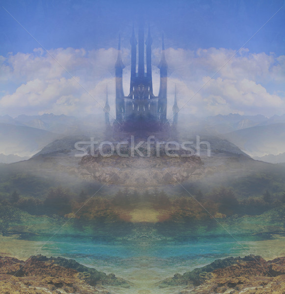 Krajobraz starych zamek tekstury streszczenie jezioro Zdjęcia stock © JackyBrown