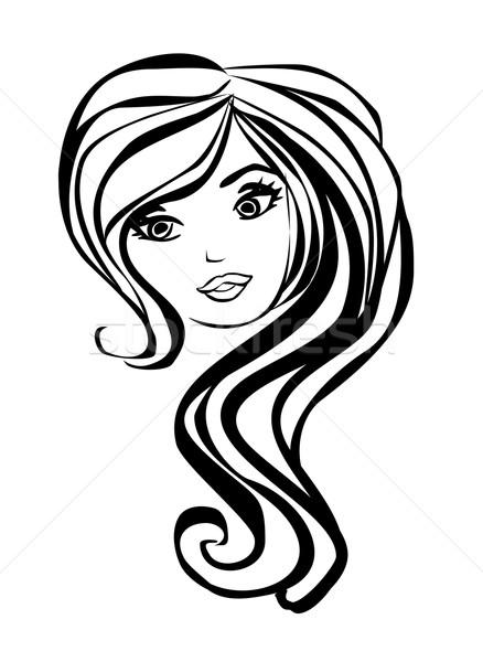 Streszczenie piękna kobieta gryzmolić szczęśliwy charakter włosy Zdjęcia stock © JackyBrown