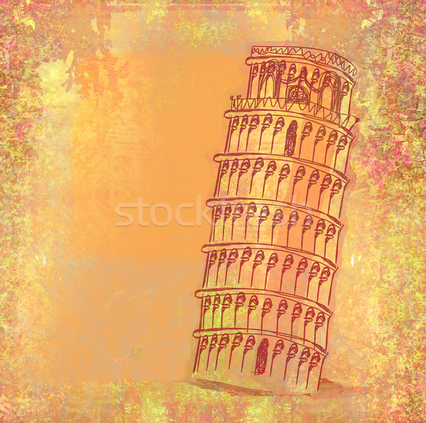 The Leaning Tower, Pisa, Italy, Europe  - vintage abstract card Stock photo © JackyBrown