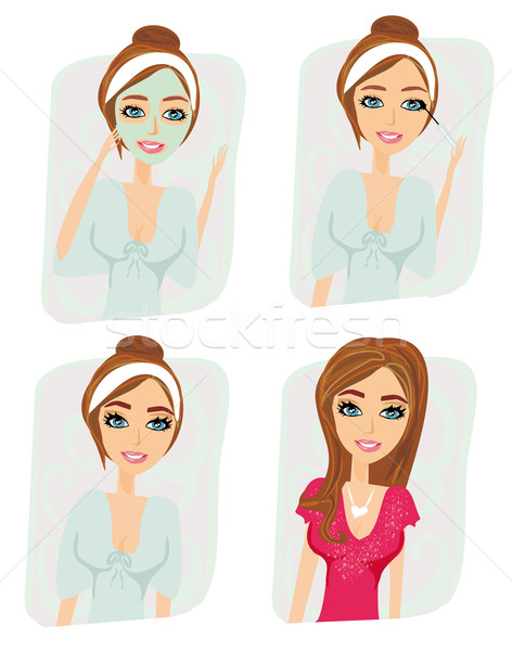 girl makeup and care about complexion, set Stock photo © JackyBrown