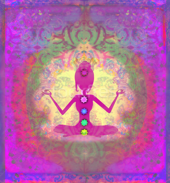 Yoga Lotus posa colorato chakra punti Foto d'archivio © JackyBrown
