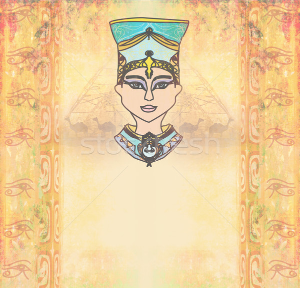 grunge background with Egyptian queen  Stock photo © JackyBrown