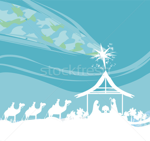 Scena urodzenia Jezusa niebo rodziny streszczenie Zdjęcia stock © JackyBrown