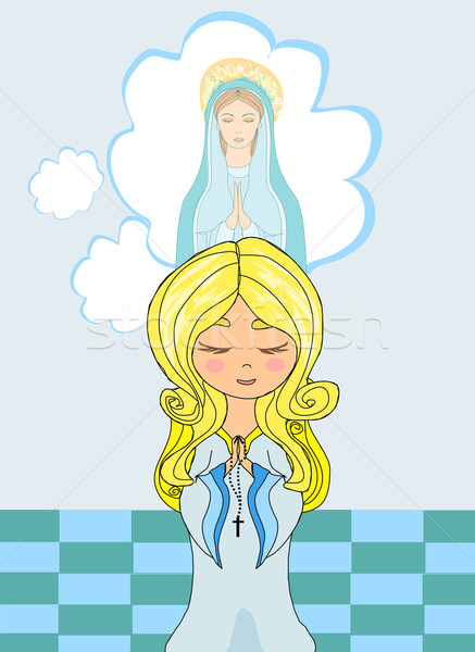 Cute little girl Praying to Blessed Virgin Mary  Stock photo © JackyBrown