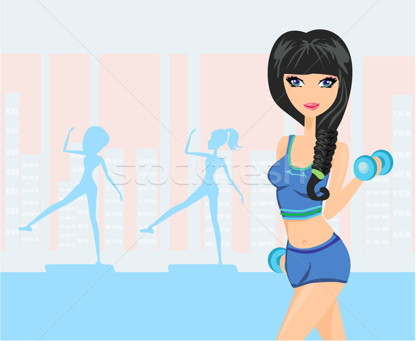 Fata frumoasa sală de gimnastică fitness frumuseţe exercita Imagine de stoc © JackyBrown