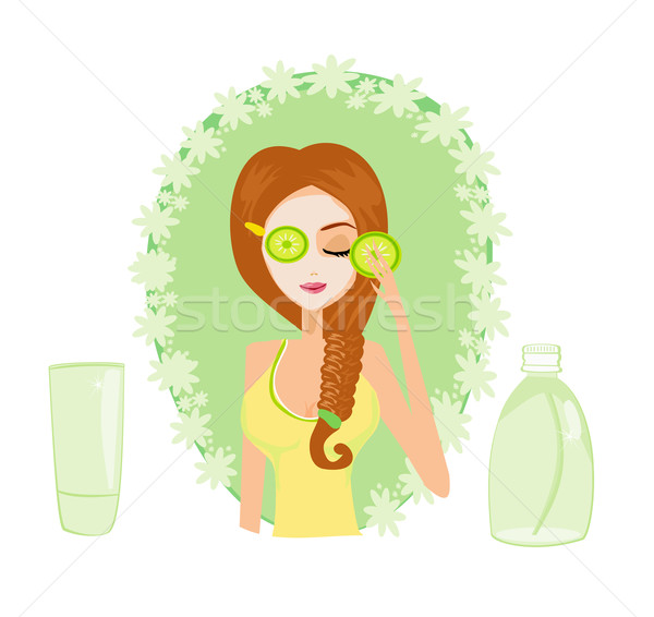  Cute woman applying moisturizer vector illustration  Stock photo © JackyBrown