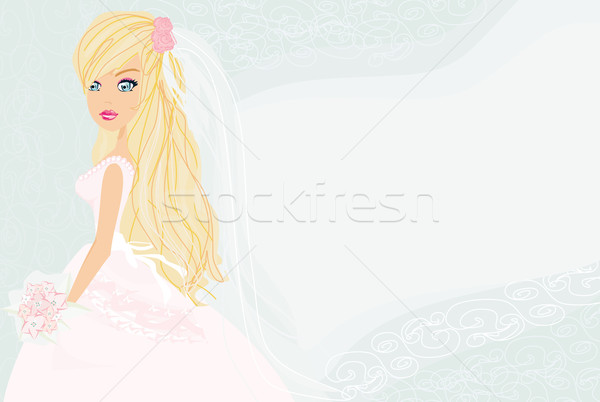 Gyönyörű menyasszony kártya lány szív haj Stock fotó © JackyBrown