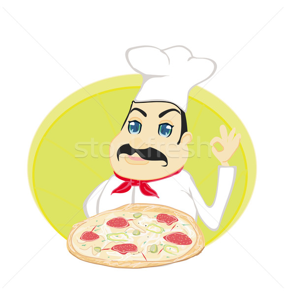 Stok fotoğraf: şef · pişirmek · pizza · gıda · arka · plan · mutfak