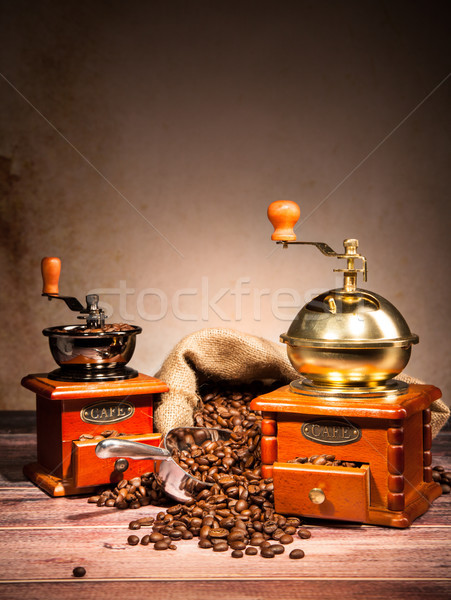 Coffee still life with wooden grinders Stock photo © Jag_cz