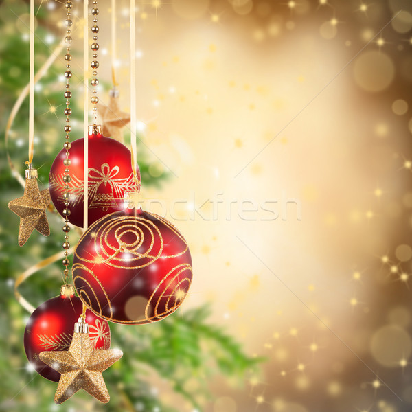 Karácsony piros üveg golyók szabad űr Stock fotó © Jag_cz