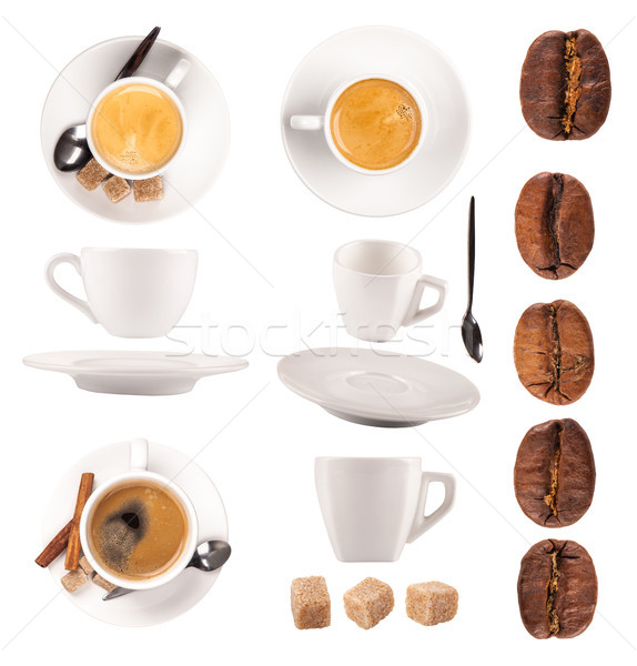 Café objets ensemble isolé blanche alimentaire [[stock_photo]] © Jag_cz