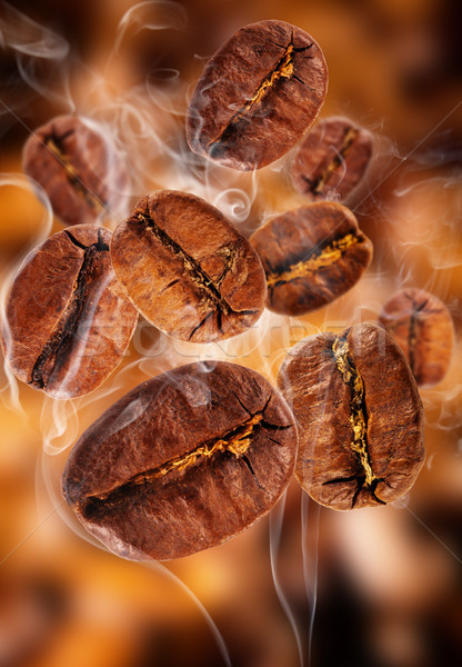 Café battant grains de café fumée fond café [[stock_photo]] © Jag_cz