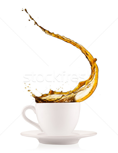 Kávé csobbanás ki csésze izolált fehér Stock fotó © Jag_cz