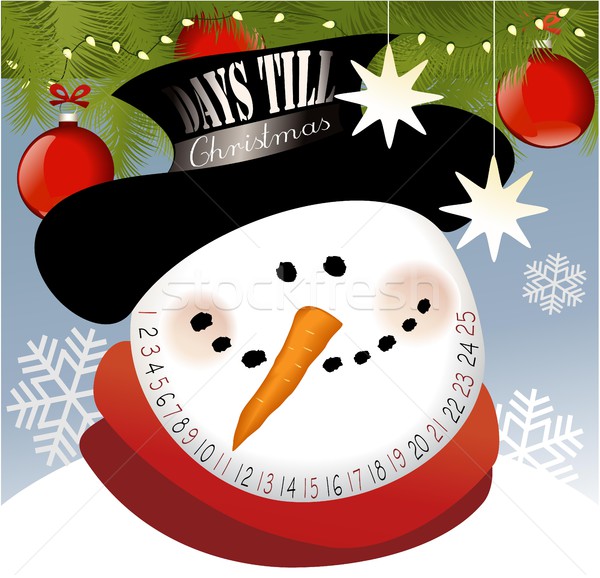 Kalendarza funny snowman zabawy wakacje Zdjęcia stock © jagoda