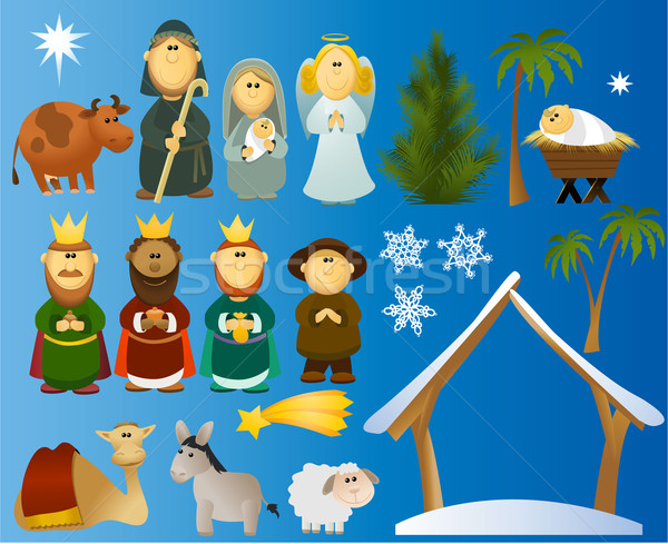 Zestaw christmas scena elementy cartoon dekoracje Zdjęcia stock © jagoda