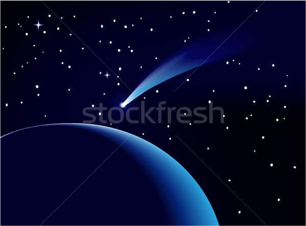 Niebieski kometa pływające streszczenie projektu przestrzeni Zdjęcia stock © jagoda