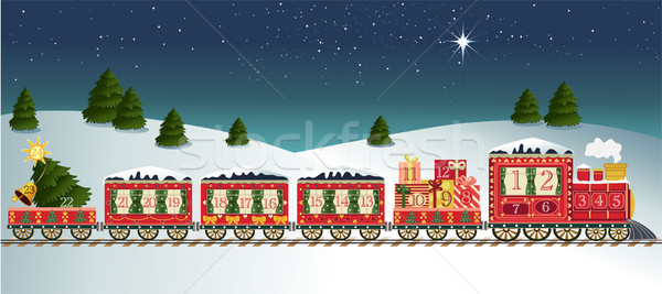 Kalender christmas trein leuk vakantie Stockfoto © jagoda