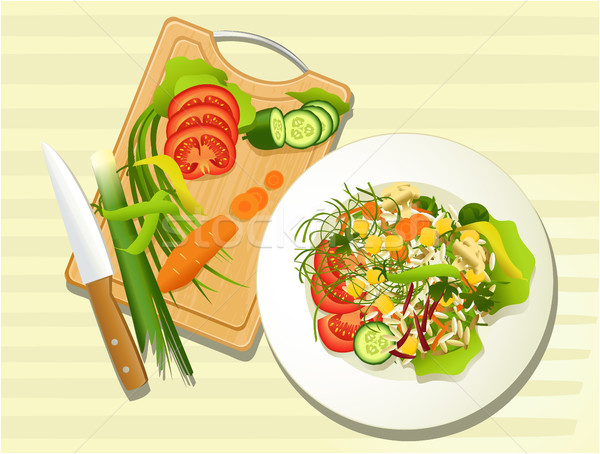 Vegetáriánus étel konyha élvezet főzés háttér saláta Stock fotó © jagoda