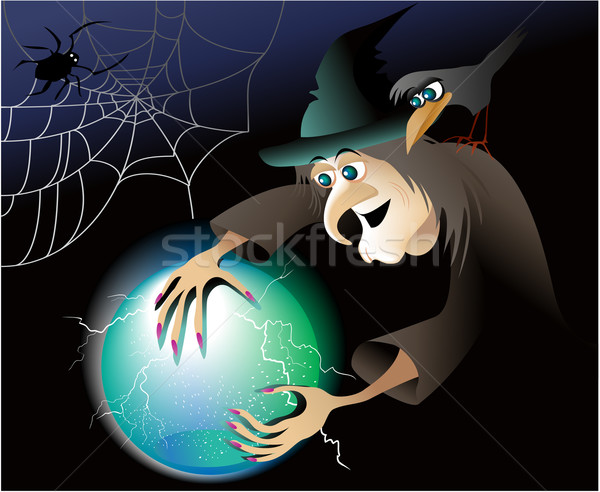 Witch with magic ball Stock photo © jagoda