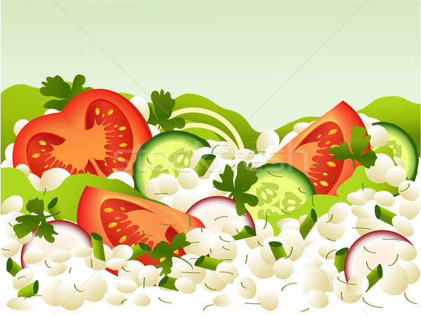 Cottage cheese groenten kruiden ontwerp achtergrond salade Stockfoto © jagoda