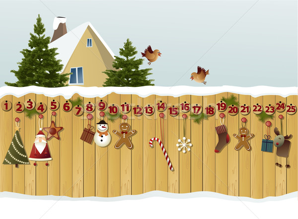 Stock photo: Advent calendar on fence 