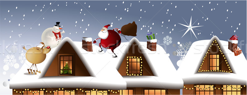 Kerstman top geheime missie geschenken vakantie Stockfoto © jagoda
