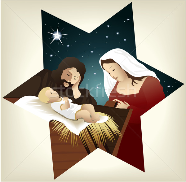 Szene Weihnachten heilig Familie Kind jesus Stock foto © jagoda