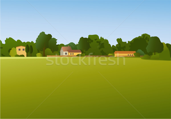 Vidéki táj természet ház tavasz nyár mező Stock fotó © jagoda