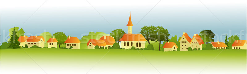 Stockfoto: Weinig · stad · dorp · landschap · horizontaal