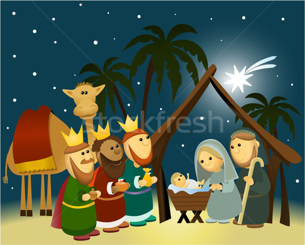 Cartoon nativity scene with holy family  Stock photo © jagoda