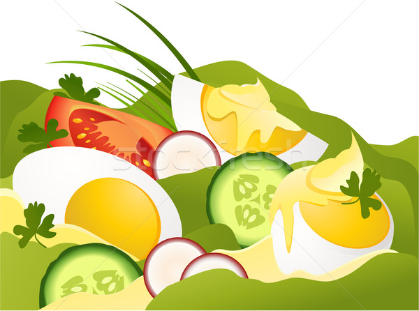 Stock foto: Eier · Mayonnaise · grünen · Salat · Essen · Gesundheit