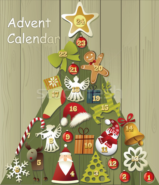 Foto stock: Advento · calendário · árvore · de · natal · árvore · diversão · férias