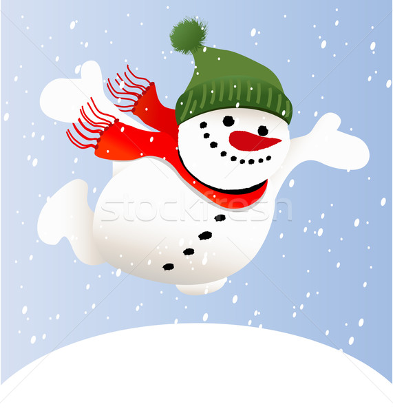 Cartoon snowman zimą ilustracja szczęśliwy rodziny Zdjęcia stock © jagoda