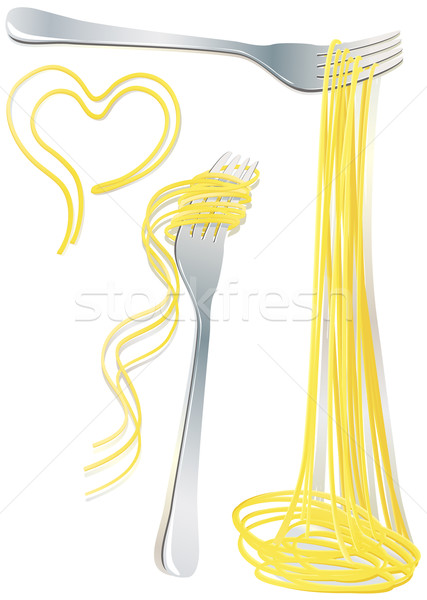 Makaronu widelec tle jeść spaghetti posiłek Zdjęcia stock © jagoda