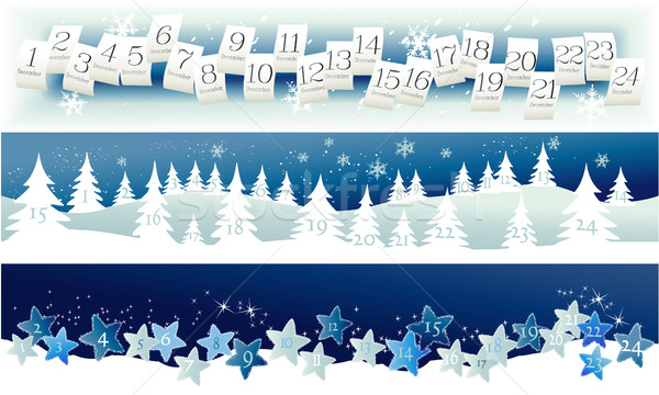 Advento calendário três banners diversão natal Foto stock © jagoda