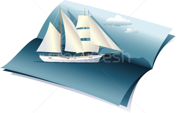 Summer background with sea and boat Stock photo © jagoda