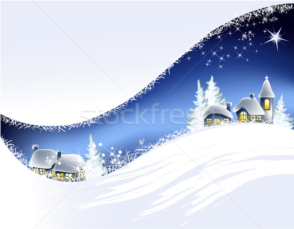 Stok fotoğraf: Kış · kasaba · Noel · küçük · ev · arka · plan