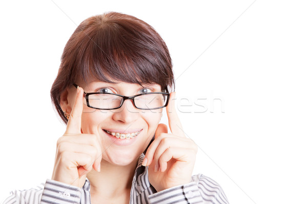 Smiling girl with braked Stock photo © jagston