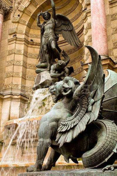 Detail of the Saint Michel fountain in Paris 1 Stock photo © jakatics