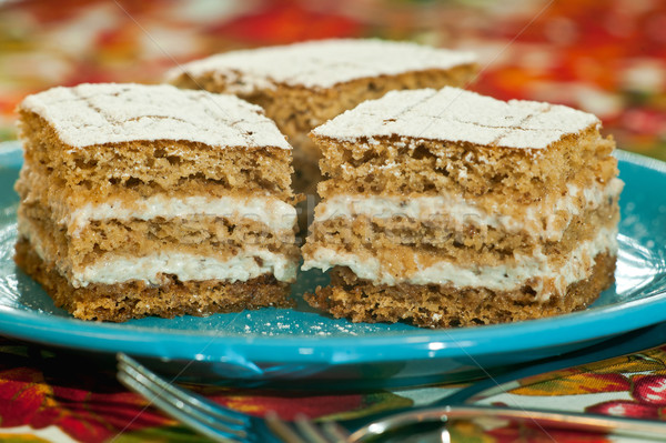 Nutty cake with sour creme Stock photo © jakatics