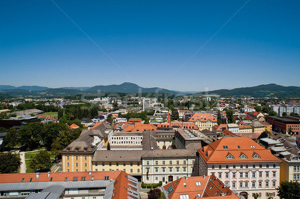 Kilátás panorámakép épület város hegy templom Stock fotó © jakatics